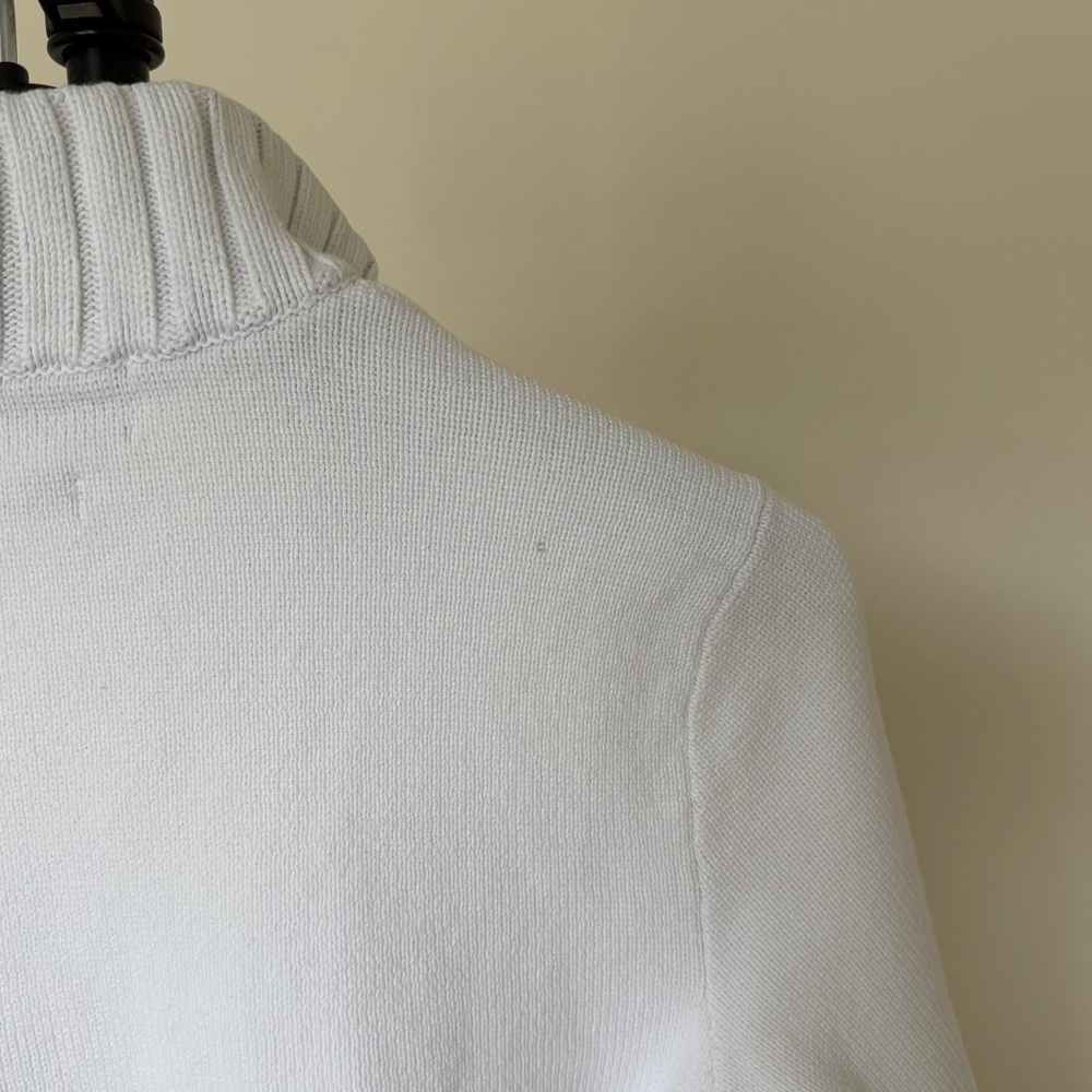 90's Polo Ralph Lauren White Cotton Quarter Zip Custom American Flag Sweater M - Picture 5 of 7